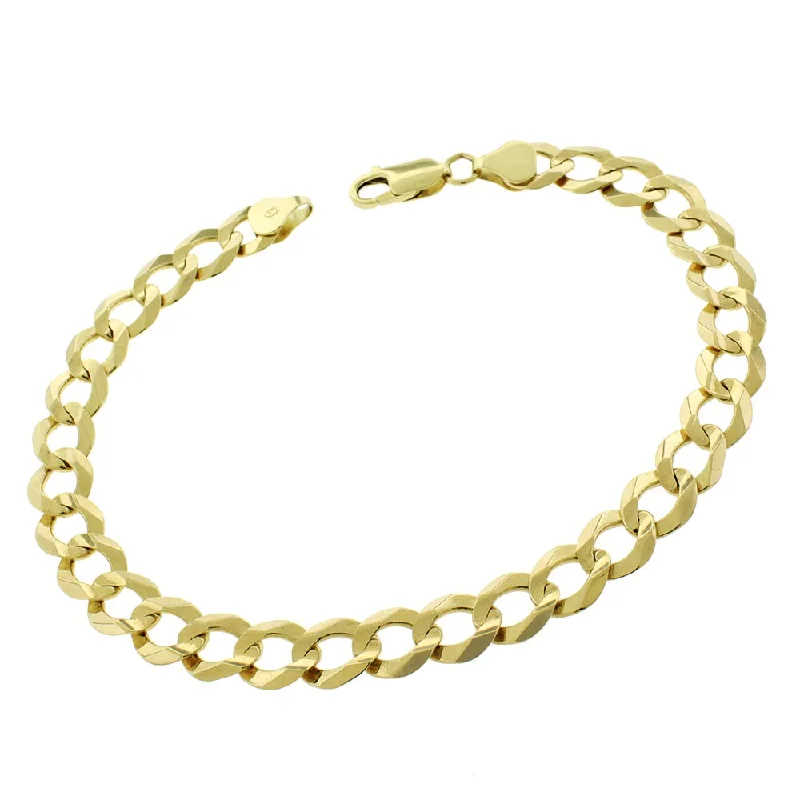 Glossy link bangles-14k Gold 8mm Solid Cuban Curb Link Bracelet