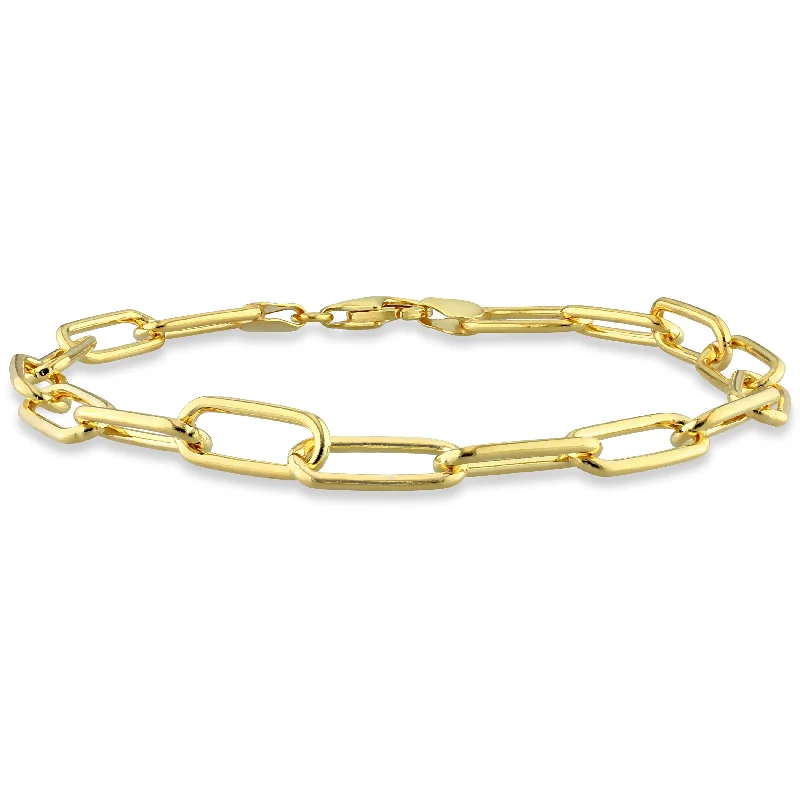 Silk cord bangles-Miadora 18kt Yellow Gold Plated Sterling Silver Paperclip Men's Bracelet