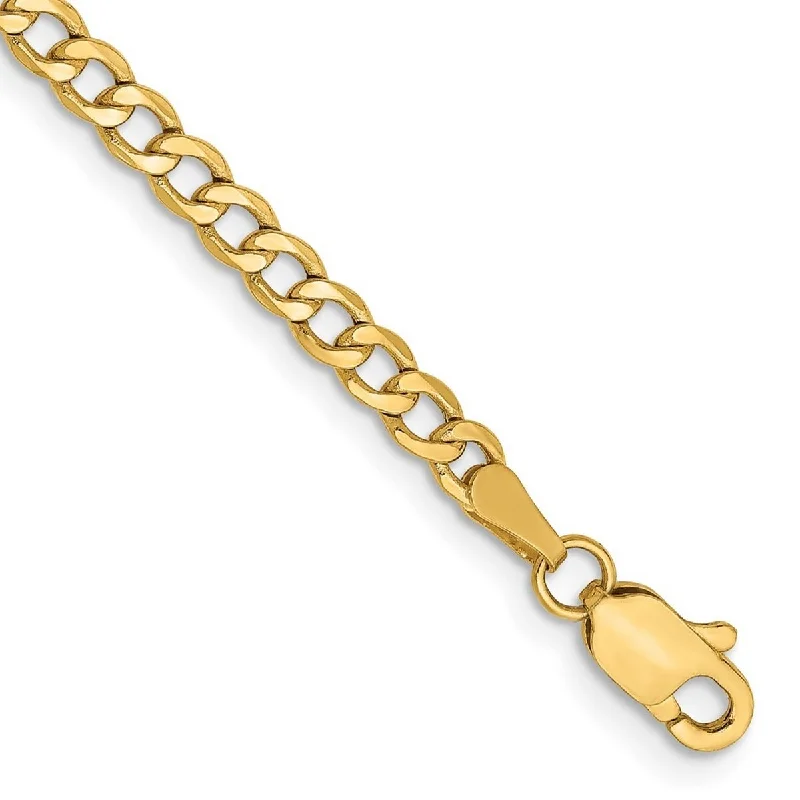 Full moon bangles-Curata 14k 2.85mm Semi-solid Curb Link Chain Bracelet - 7 Inch