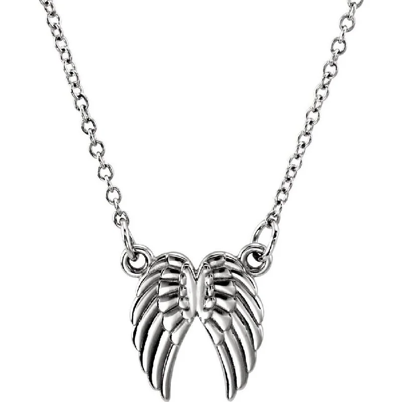 Cultured pearl necklaces-Curata 14k White Gold 16 18 Inch Angel Wings Necklace 10.8x10.2 mm