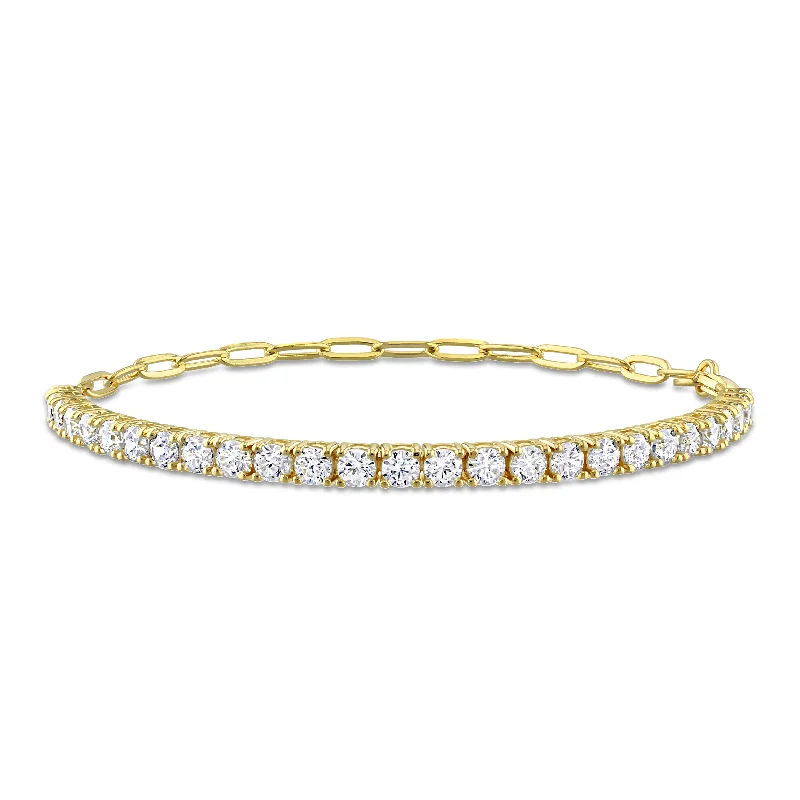 Lily motif bangles-Miadora 5ct TGW Cubic Zirconia Tennis Bracelet in Yellow Silver