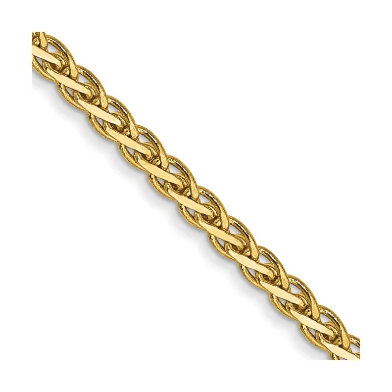 Braided silk bangles-Curata 14k Yellow Gold Polished 1.8mm Flat Wheat Chain Bracelet 7 Inch Lobster Claw