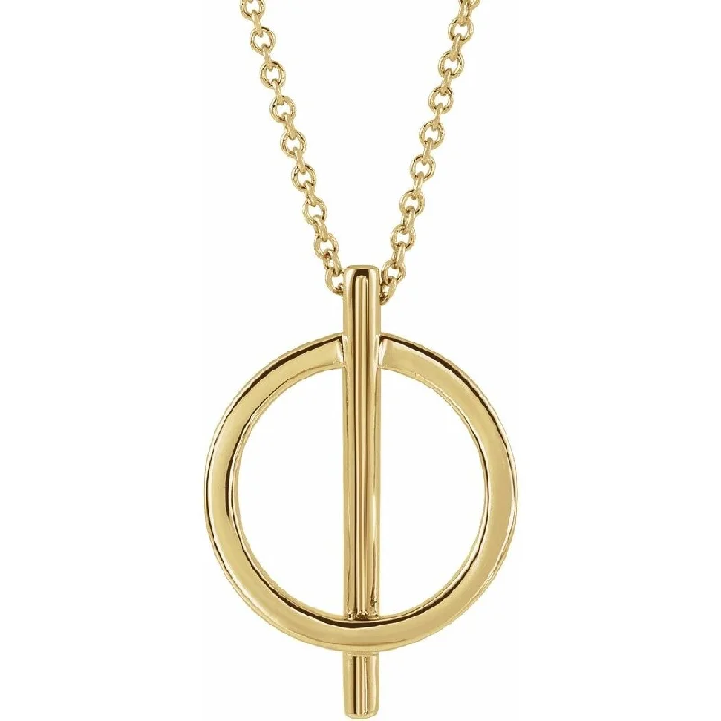 Zodiac charm necklaces-Curata 14k Yellow Gold 20x14mm Polished Negative Space Circle 16-18" Necklace