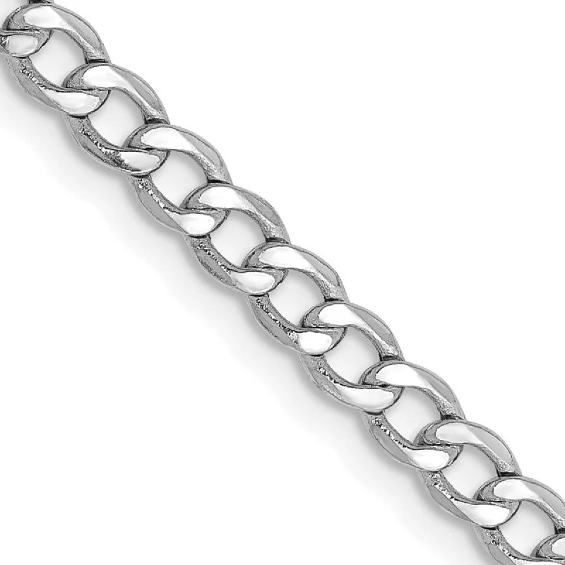 Dove feather bangles-Curata Women's 14k White Gold 3.35mm Semi-solid Curb Link Chain Ankle Bracelet - 10 Inch