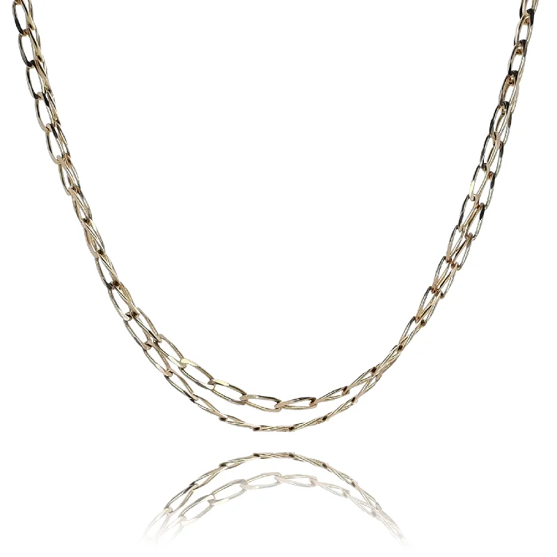 Coil knot necklaces-Estate 14 Karat Yellow Gold Small Oval Link Chain Necklace