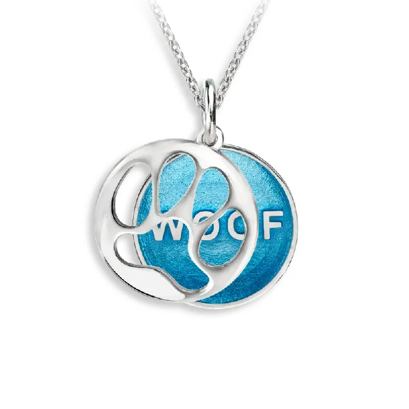 High shine necklaces-Nicole Barr Blue Enamel Woof and Paws Pendant Necklace