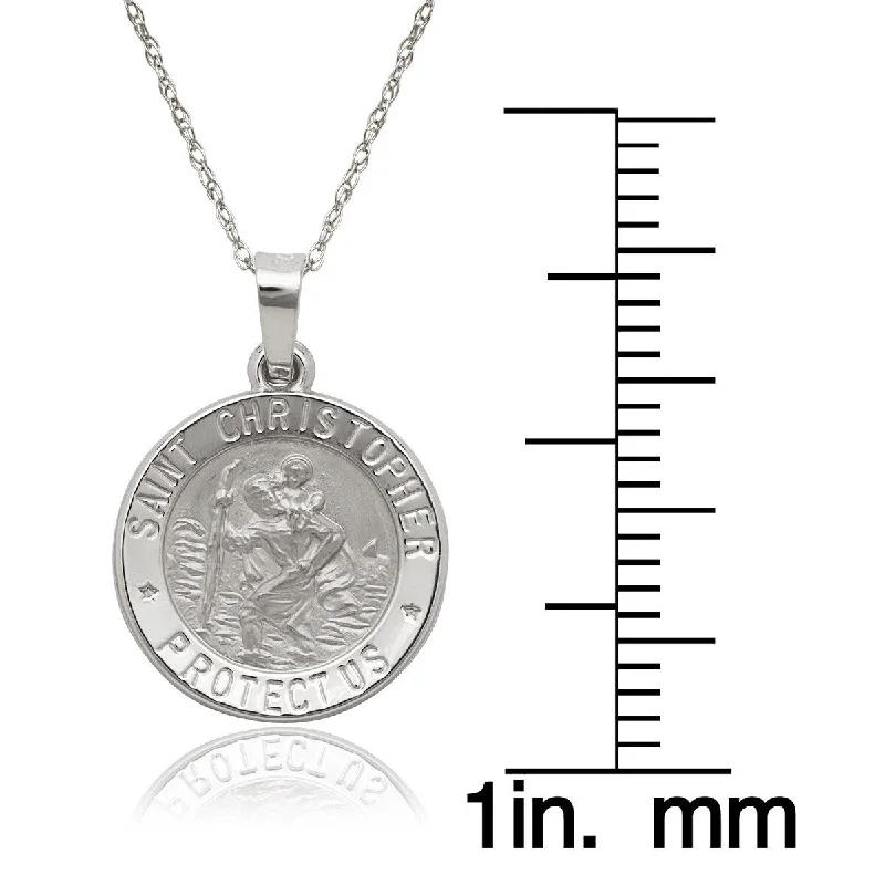 Raised bar necklaces-14k White Gold St. Christopher Medal 16-inch Gold-filled Chain Necklace