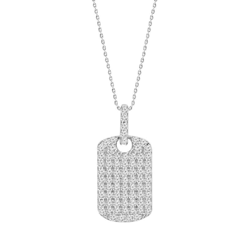 Raw woven necklaces-18k Gold Pave Diamond Dog Tag Pendant Necklace