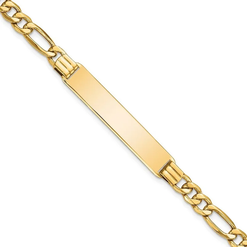 Gem stack bangles-Curata 8.31mm 10k Yellow Gold Engravable Semi solid Figaro Link ID Bracelet