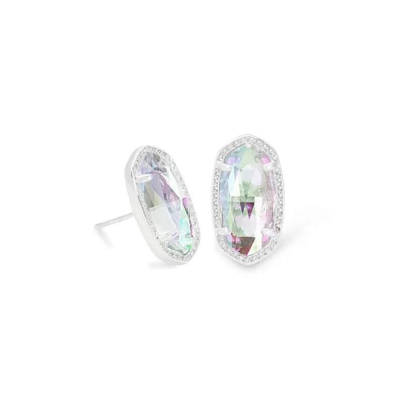 Wide tier earrings-Kendra Scott | Ellie Silver Stud Earrings in Dichroic Glass