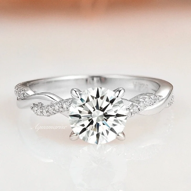 Crystal-twisted engagement rings-Sophia White Sapphire Ring- Sterling Silver