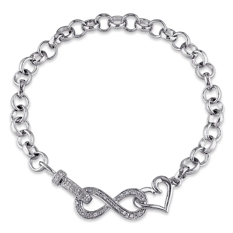 Surf bead bangles-Miadora Sterling Silver 1/10ct TDW Diamond Infinity Heart Bracelet