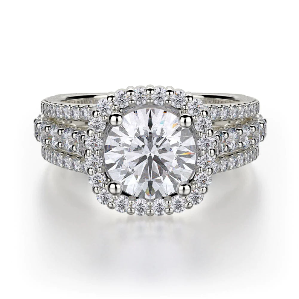 Beaded rim engagement rings-Strada R681-1.5