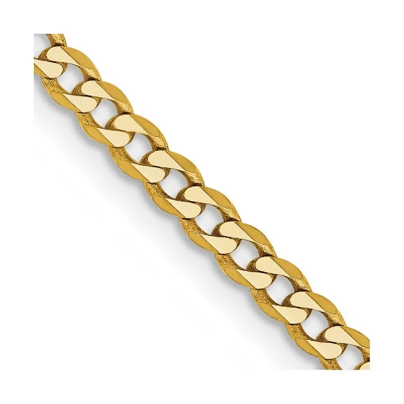 Pure star bangles-Curata 14k Yellow Gold 10" 2.3mm Beveled Curb Chain Ankle Bracelet (Lobster-claw)