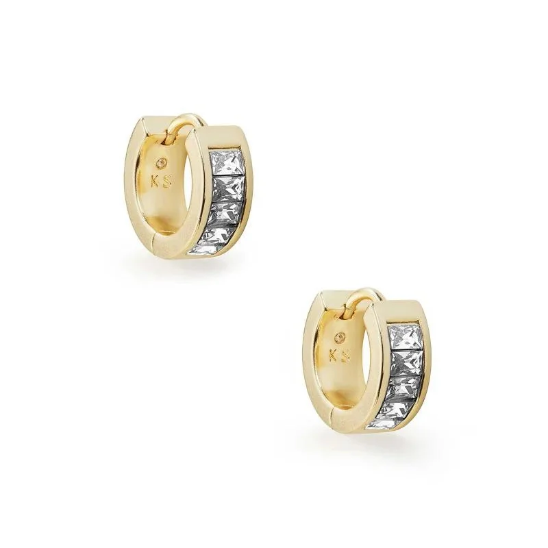 Rough texture earrings-Kendra Scott | Jack Gold Huggie Earrings in White Crystal