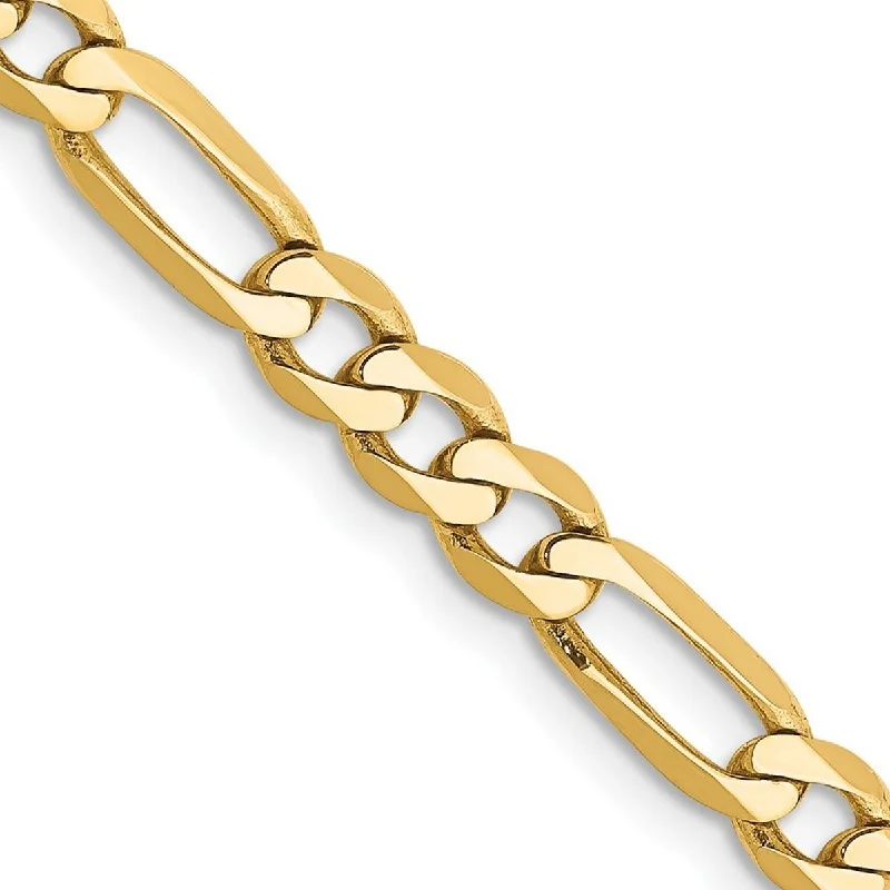 Layered chain bangles-Curata 14k Yellow Gold Solid Polished Lobster Claw Closure 4.75mm Flat Figaro Link Chain Bracelet - 7 Inch - Lobster Claw