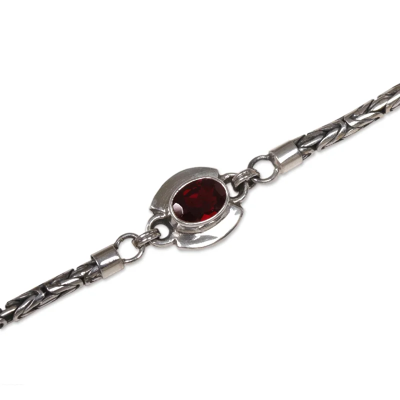 Topaz bead bangles-NOVICA Handmade Sterling Silver 'Triple Passion' Garnet Bracelet (Indonesia)