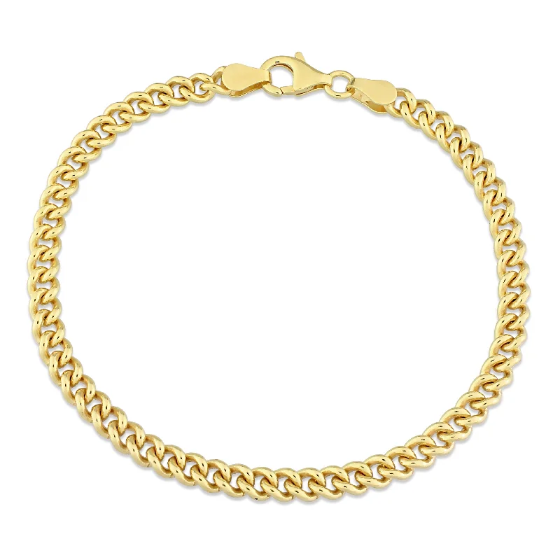 Ruby gem bangles-Miadora 18kt Yellow Gold Plated Sterling Silver Curb Chain Bracelet