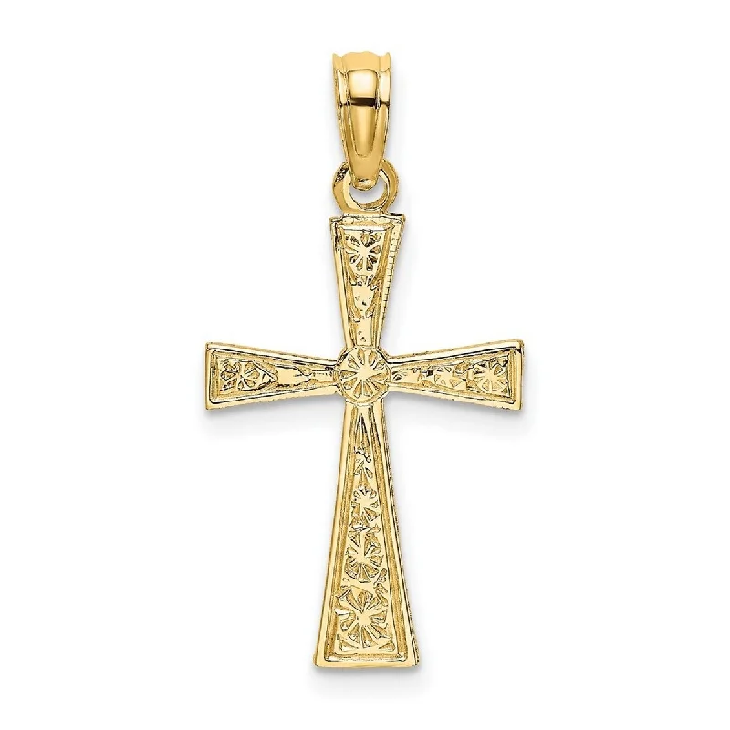 Luxe diamond necklaces-Curata 14k Yellow Gold Engraved Flared Christian Cross Pendant Necklace 12mmx19mm