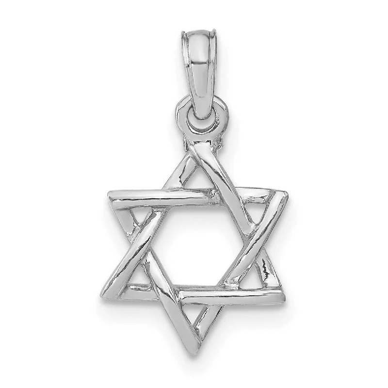 Daisy motif necklaces-Curata 14k White Gold Polished Jewish Star of David Pendant Necklace 18.4mm