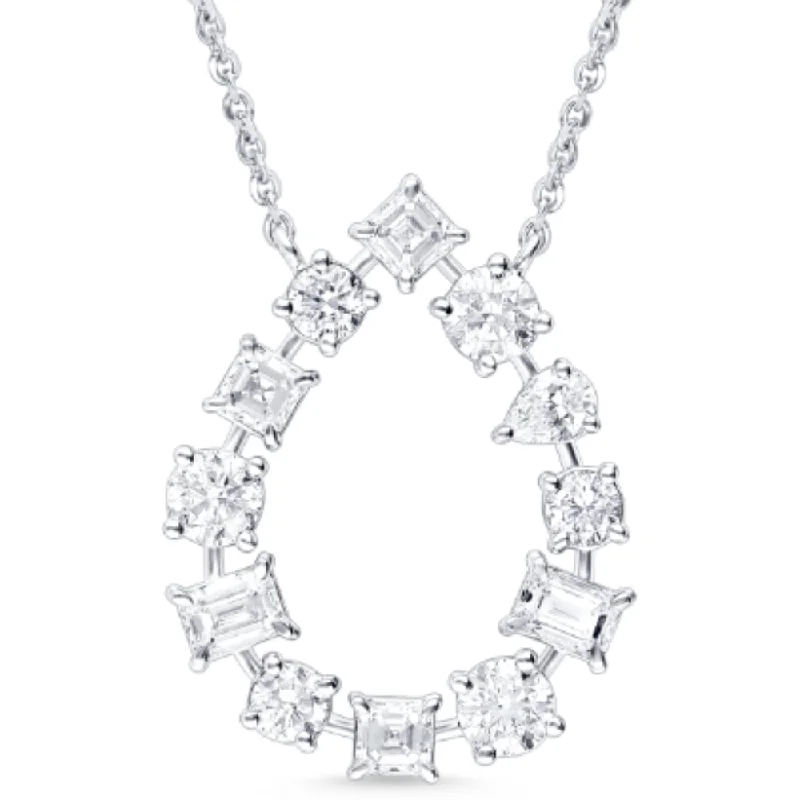 Topaz drop necklaces-14k Multi-Shape Diamond Pendant Necklace