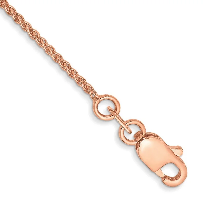 Smooth form bangles-Curata 14k Rose Gold 9" 1mm Solid Polished Spiga Chain Ankle Bracelet