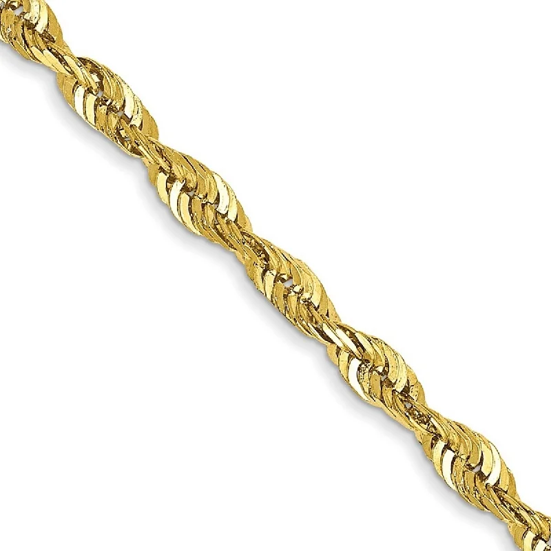 Vintage flair bangles-Curata 10k Yellow Gold 2.55mm Sparkle Cut Extra Lite Rope Chain Bracelet