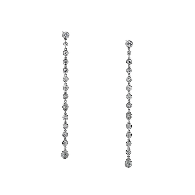 Spinel earrings-BEZEL SET DIAMOND DROP EARRINGS