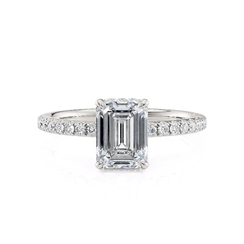 Asymmetrical engagement rings-Crown R742-2 Emerald