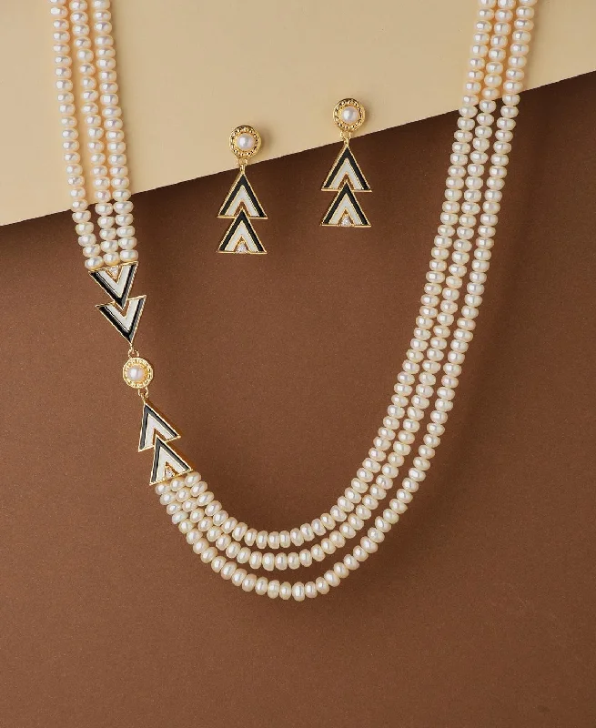 Lace choker necklaces-Exquisite Real Pearl Necklace Set