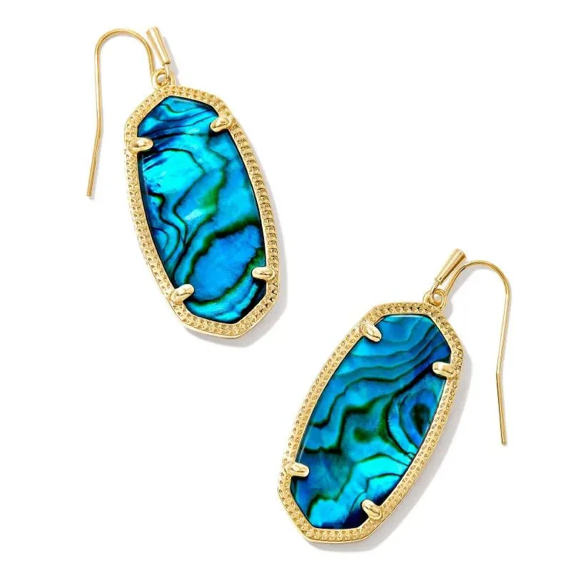 Dual-tone earrings-Kendra Scott | Elle Gold Drop Earrings in Teal Abalone