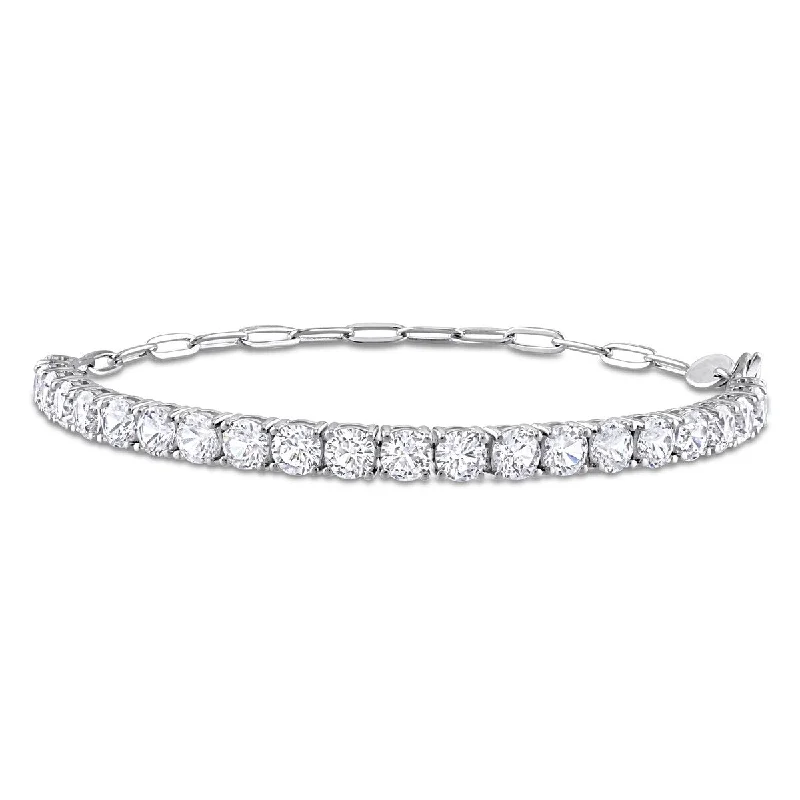 Fused metal bangles-Miadora 6ct TGW Created White Sapphire Semi Tennis Bracelet Chain Sterling Silver