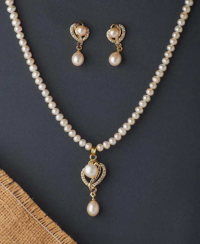 Polished bead necklaces-Elegant Real Pearl Necklace Set