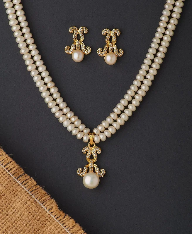 Silk fringe necklaces-Elegant Real Pearl Necklace Set