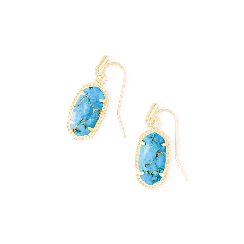 Polished gold earrings-Kendra Scott | Lee Gold Earrings in Bronze Veined Turquoise Magnesite