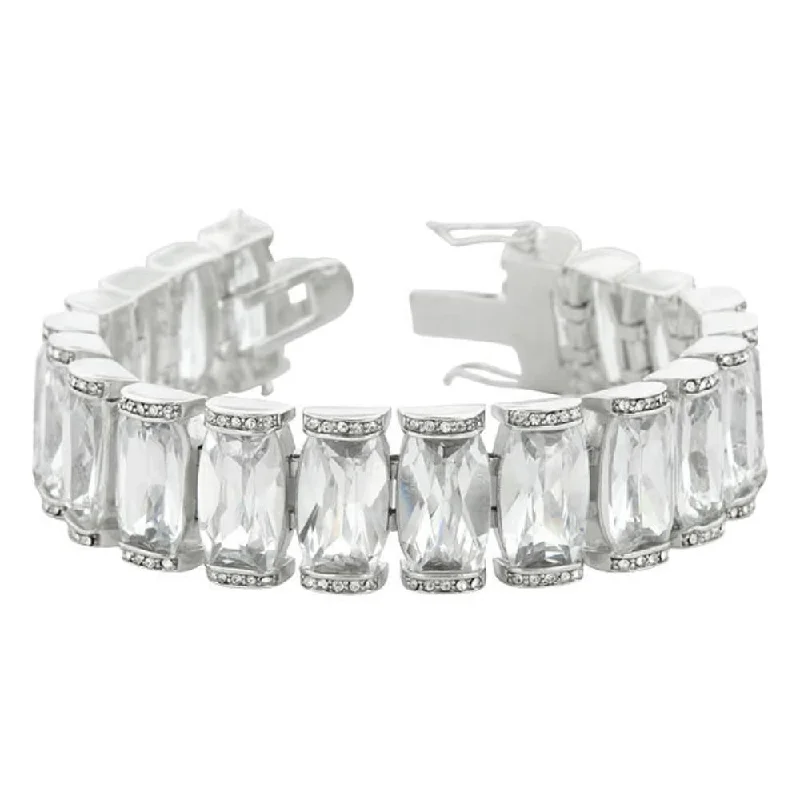 Reed weave bangles-Elegant Bridal Bracelet Sparkling Cubic Zirconia Women's Tennis Bracelet - 7.25 Inch