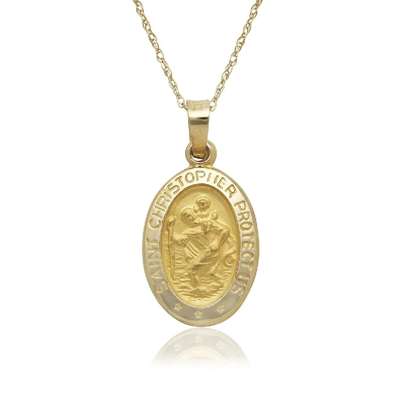 Thick chain necklaces-14k Yellow Gold Oval St. Christopher Medal 16-inch Gold-filled Chain Necklace