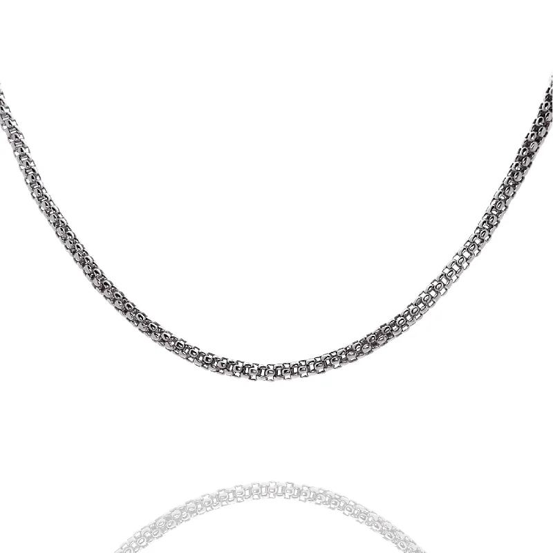 Surf wave necklaces-Estate 18k White Gold Rounded Mesh Design Necklace