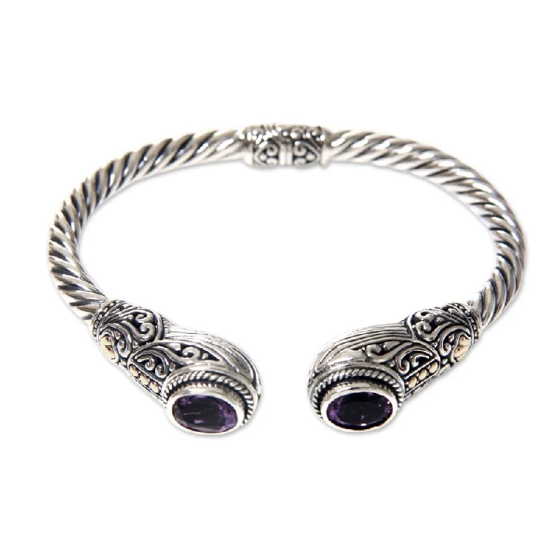 Thick chain bangles-Handmade Gold Accent Empress of Gelgel Amethyst Bracelet (Indonesia)