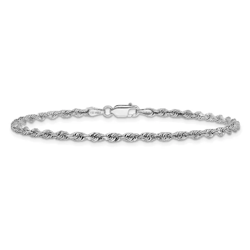 Bold geometric bangles-Curata 10k White Gold 8" 3.0mm Sparkle Cut Quadruple Rope Chain Bracelet