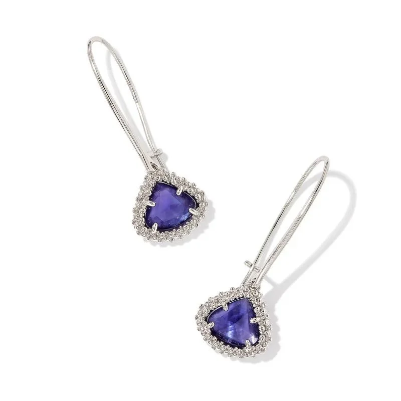 Rustic flair earrings-Kendra Scott | Framed Kendall Silver Wire Drop Earrings in Dark Lavender Illusion