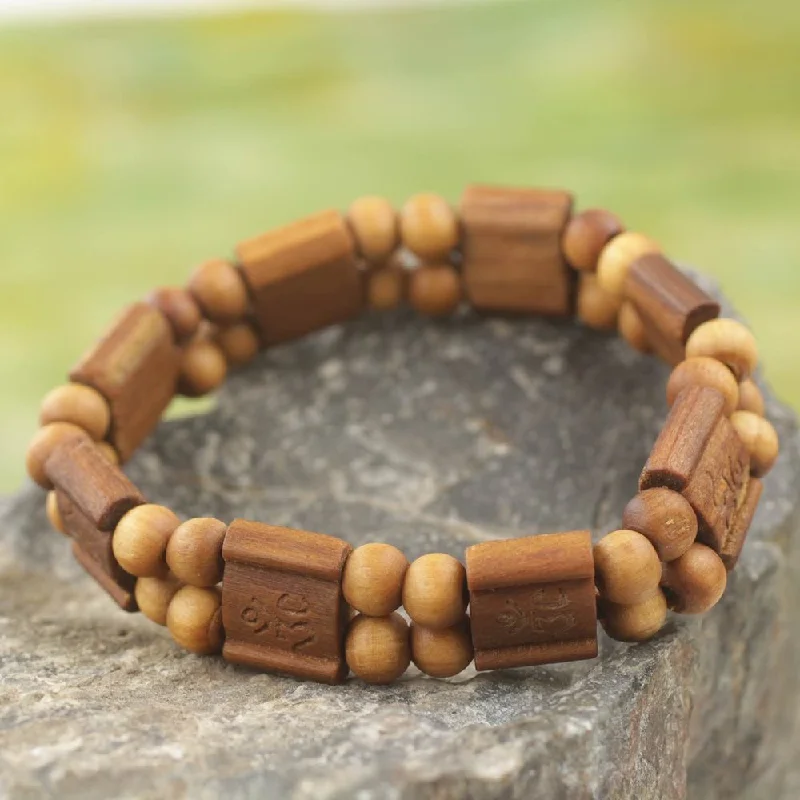 Joy charm bangles-Handmade Sese Wood 'Brown Radiance' Bracelet (Ghana)