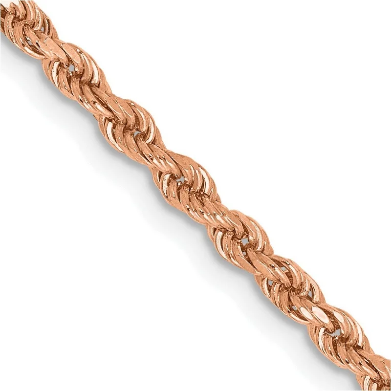 Surf theme bangles-Curata 14k Rose Gold 2.25mm Sparkle Cut Rope With Lobster Clasp Chain Bracelet