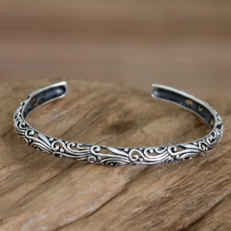 Java tile bangles-Handmade Sterling Silver 'Wildfire' Bracelet (Indonesia)