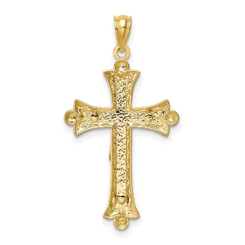 Neat-line necklaces-Curata 14k Two tone Gold 18" Florentine Crucifix Cross Necklace (17mm x33mm)