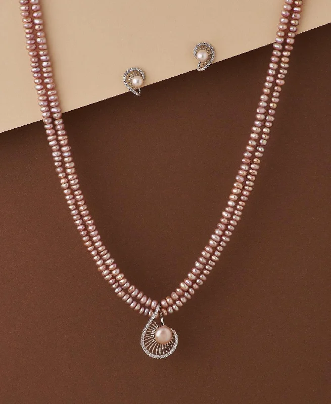 Ruby stone necklaces-Elegant Real Pearl Necklace Set