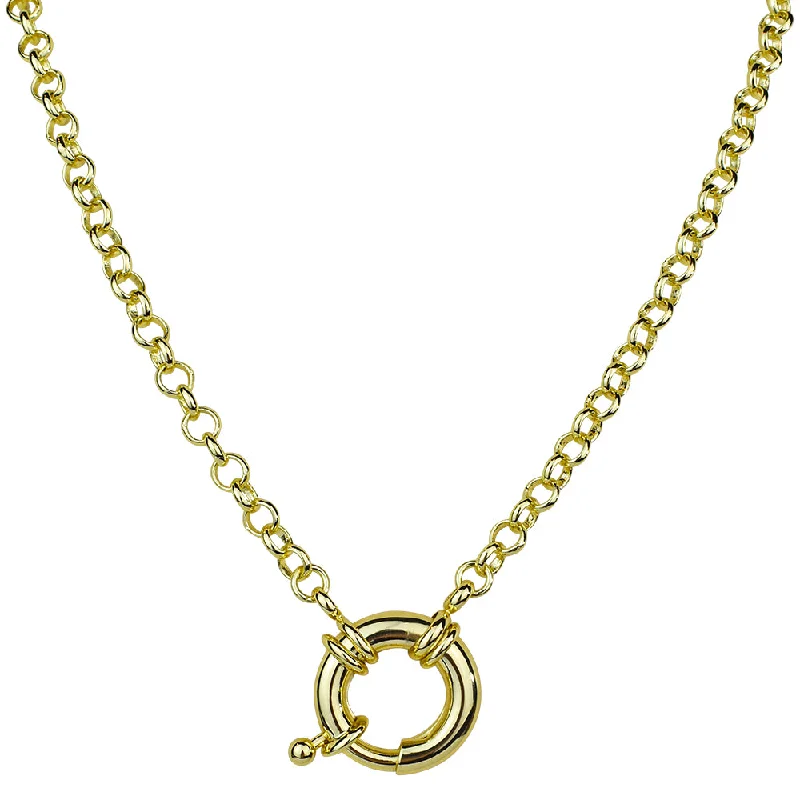 Woven knot necklaces-Sailor Clasp Rolo Chain Charm Holder 18" Necklace (Goldtone)