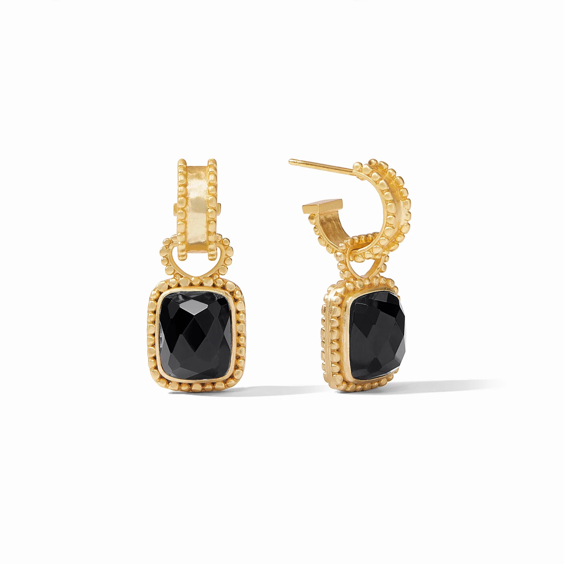 Wide hoop earrings-Julie Vos | Marbella Gold Hoop Earrings & Charm in Obsidian Black