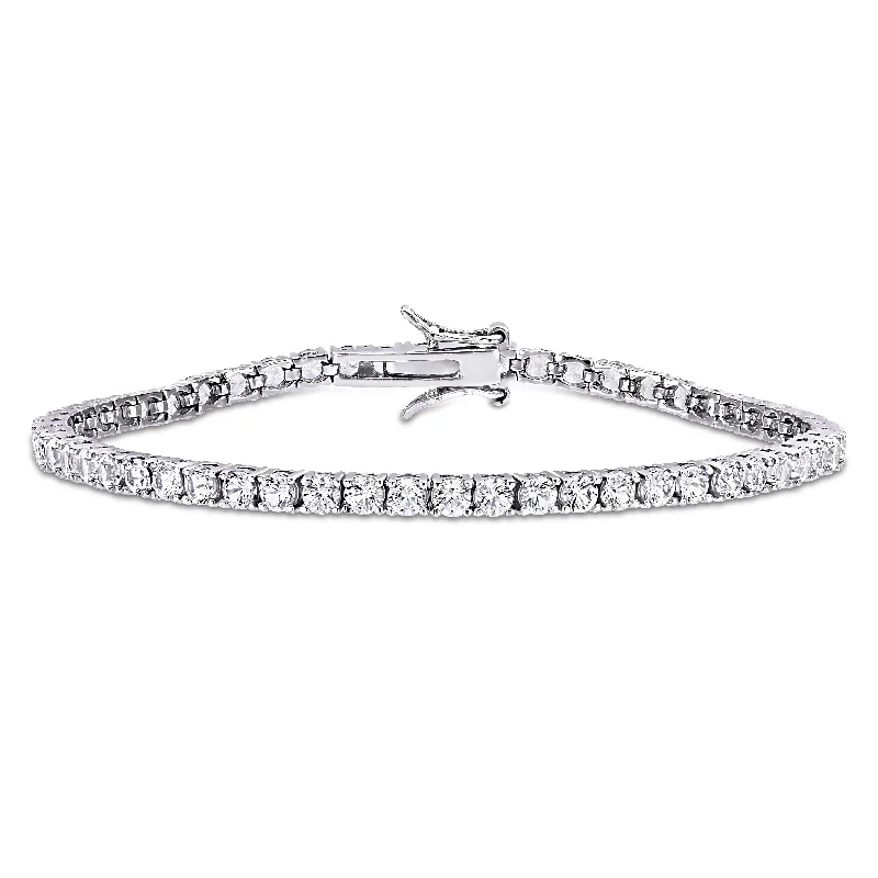 Oval shape bangles-8 1/4ct TGW Created White Sapphire Tennis Bracelet in Sterling Silver by Miadora - 7 in x 3.2 mm x 3 mm - 7 in x 3.2 mm x 3 mm