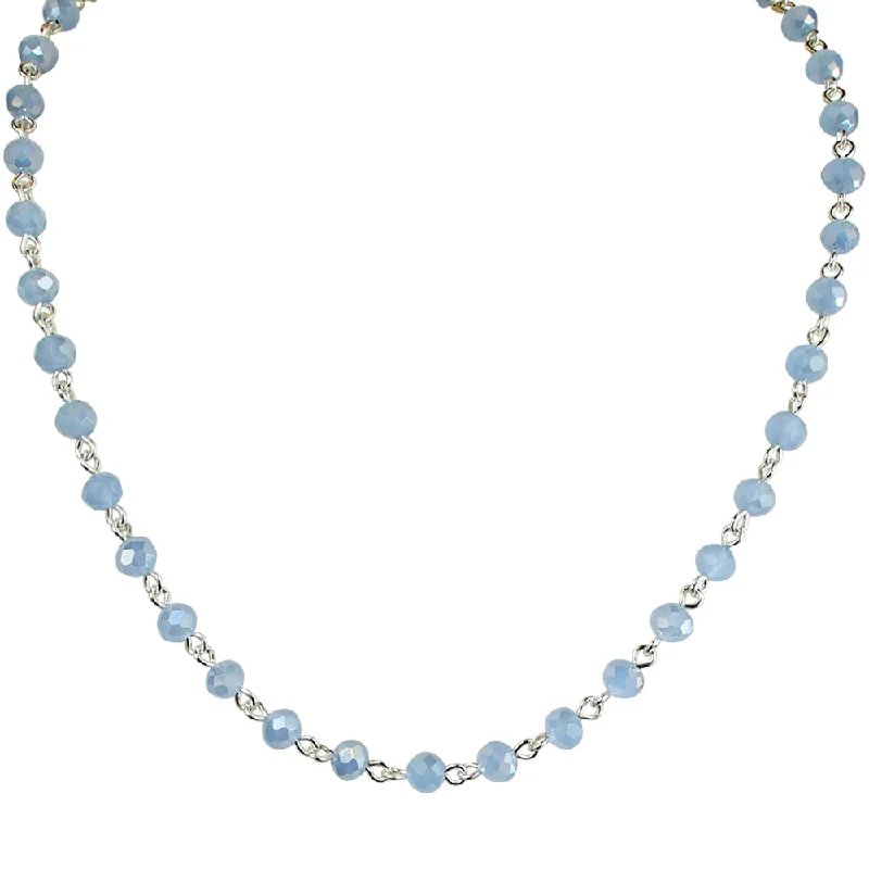 Smooth pendant necklaces-Mystic Crystal 17" Necklace (Goldtone/Blue Opal)